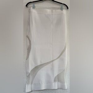 Herve Leger Ivory with See Through Swirl Design Pencil Skirt Size L